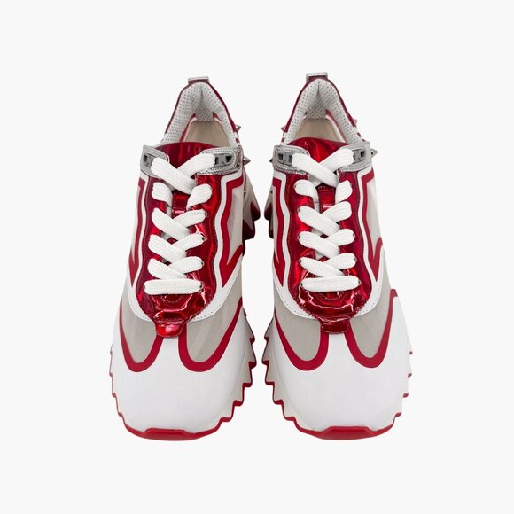 Christian Louboutin Sharkina White Mesh Red Sneakers Size 38 US 8 Women's 6968 - Picture 2 of 14